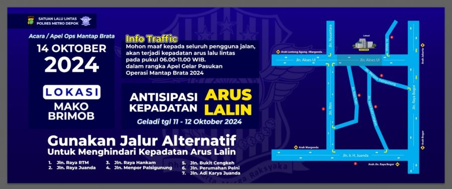 Apel Operasi Mantap Brata di Mako Brimob, akan Dilakukan Rekayasa Lalulintas