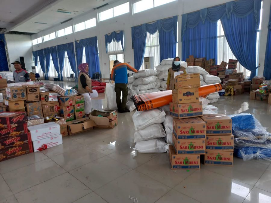 Bantuan di Posko Utama Sudah Disalurkan Gudang Logistik Hampir Kosong