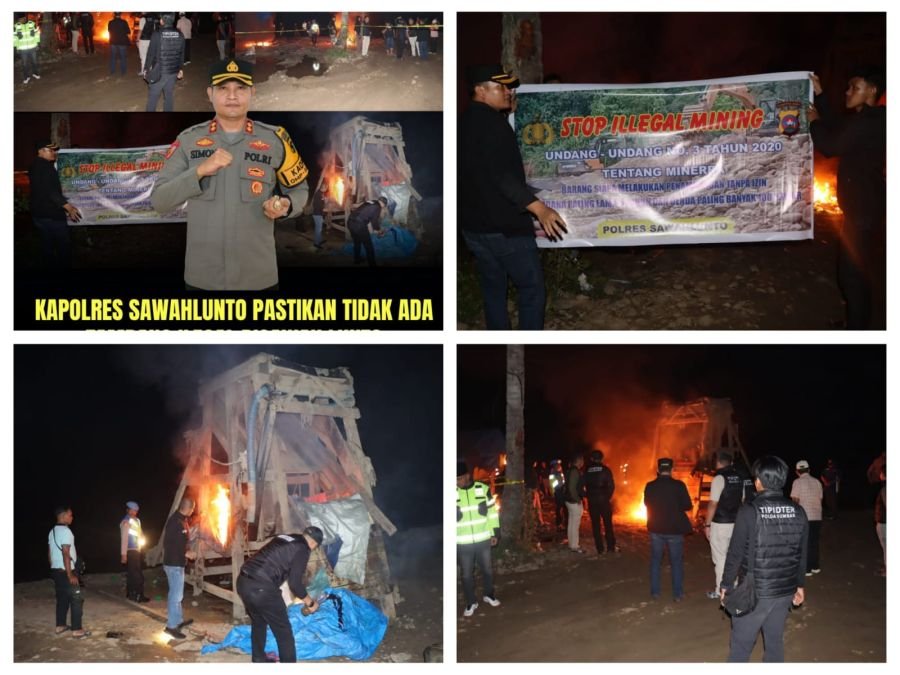 Berantas PETI, Kapolres Sawahlunto Pimpin Pemusnahan Sarana Tambang Liar di Tiga Titik Lokasi