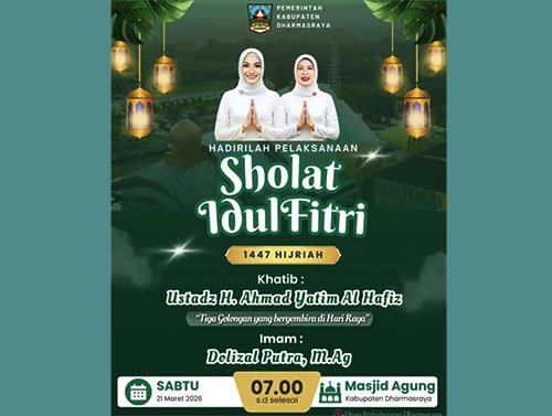 Bupati Dharmasraya Ajak Masyarakat Salat Idul Fitri 1447 H Berjamaah di Masjid Agung