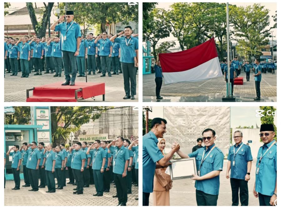 Dirut Pimpin Upacara Bendera dan Pelepasan Purna Bhakti Karyawan Perumda AM Kota Padang