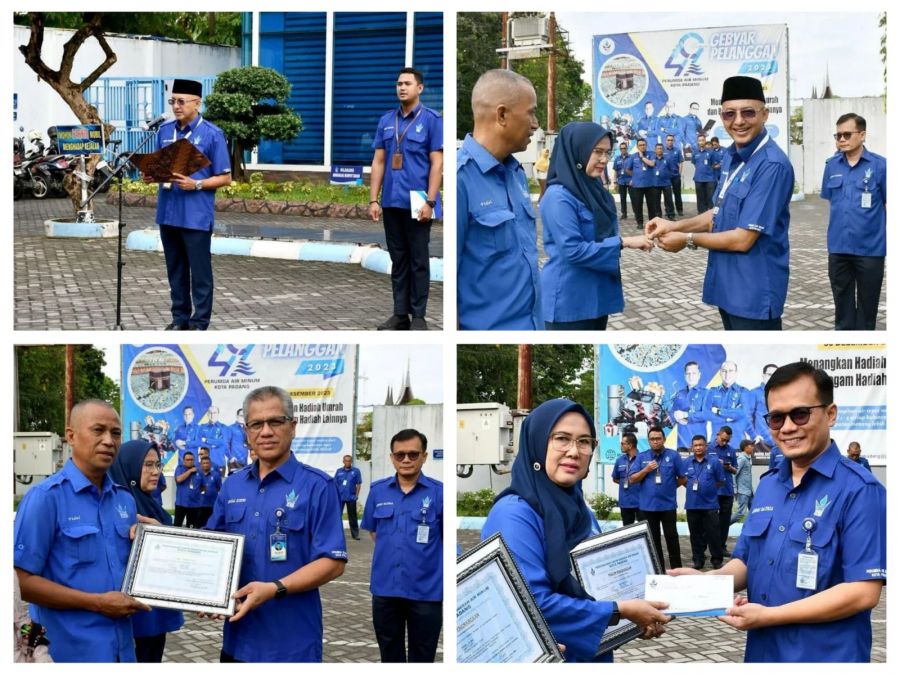 Dirut Hendra Pebrizal Lepas Noflinda dan Fidel, 34 Tahun Mengabdi untuk PDAM Kota Padang