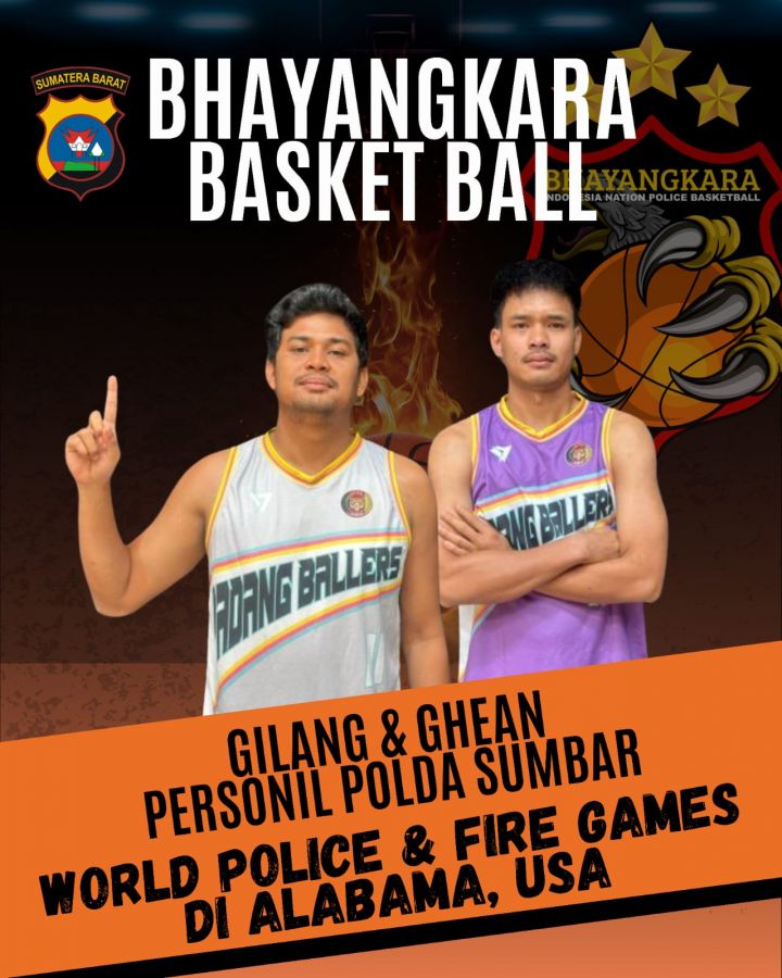 Dua Personel Polda Sumbar Perkuat Tim Polri ke Alabama, USA; Kejuaraan Dunia Basket Polisi 2025