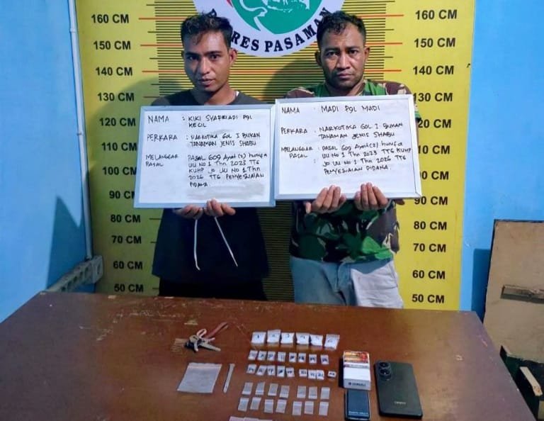 Dua Terduga Pengedar Shabu Diciduk di Rao Selatan, Polisi Sita Puluhan Paket Siap Edar