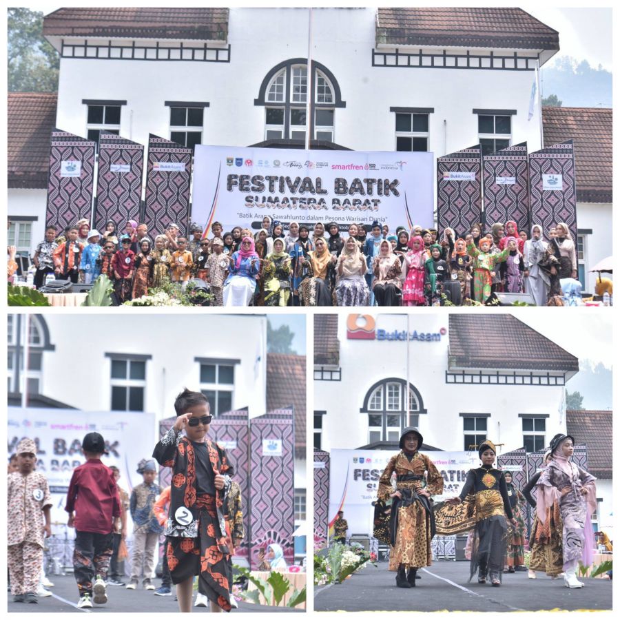 Fashion Show Busana Batik dari Pelajar SD-SMP-SMK Pembuka Festival Batik Sumbar di Kota Sawahlunto