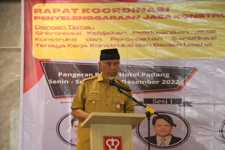 Gubernur Sumbar Sampaikan Target Pembangunan Infrastruktur di Rakor Badan Usaha Jasa Konstruksi