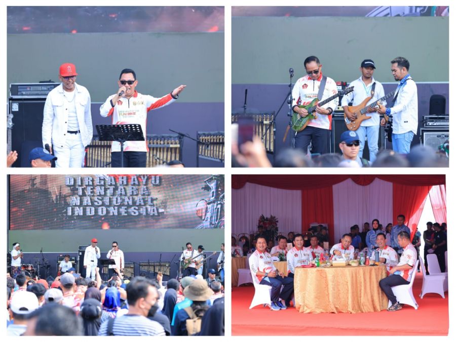 HUT ke-79 TNI, Panglima dan Kapolri Hibur Warga dengan Nyanyi Bareng