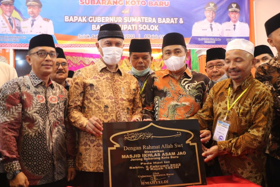 Jadikan Pusat Pembinaan Generasi Muda, Gubernur Mahyeldi Resmikan Masjid Ikhlas Asam Jao