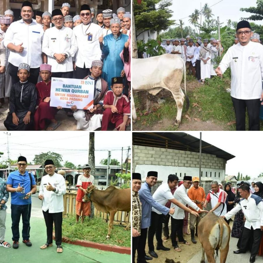 Jelang Idul Adha, Wako Hendri Septa Serahkan Hewan Kurban di Beberapa Lokasi di Padang