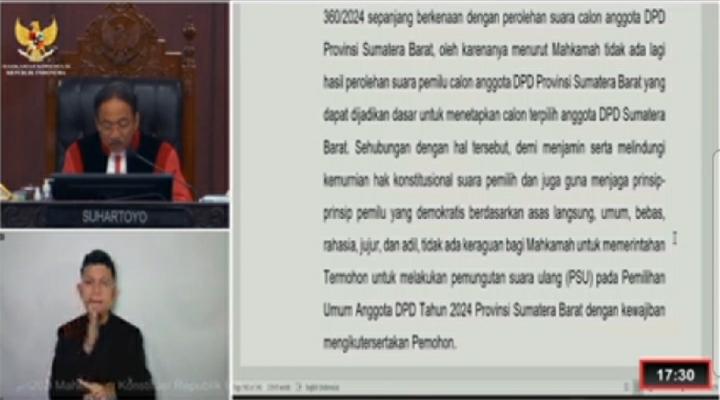 Kabulkan Permohonan Irman Gusman, MK Putuskan Pemilu Ulang DPD RI di Sumbar