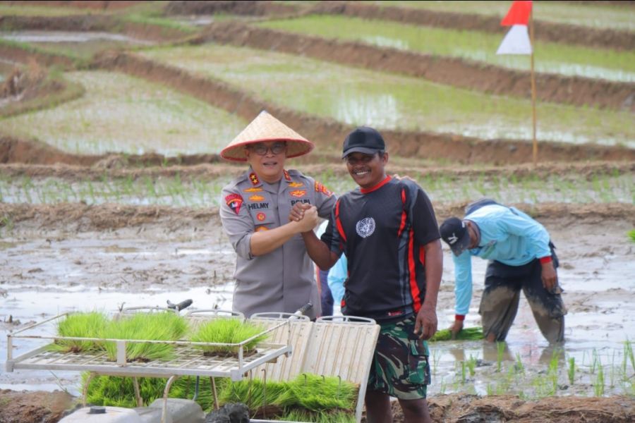 Kapolda Lampung Hadiri Gerak Tanam Raya Padi Serentak, Dukung Ketahanan Pangan Nasional