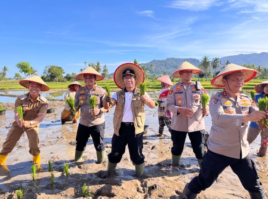 Kapolda Sumbar Tanam Padi Dukung Swasembada Pangan 2025 di Koto Tangah, Padang