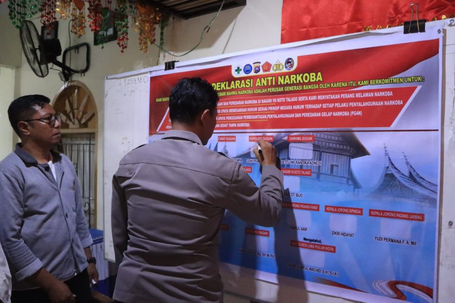 Kapolres 50 Kota Laksanakan kegiatan Deklarasi Kampung Bebas Narkoba di Nagari VII Koto Talago 
