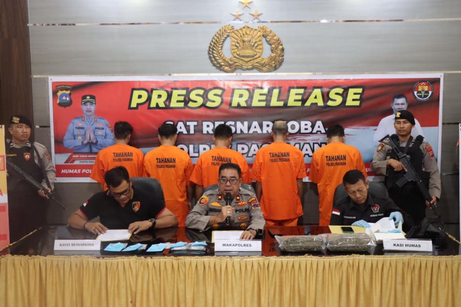 Kapolres Pasaman Release Ungkap Kasus Shabu dan Ganja, Ops Antik Amankan Lima Orang Tersangka