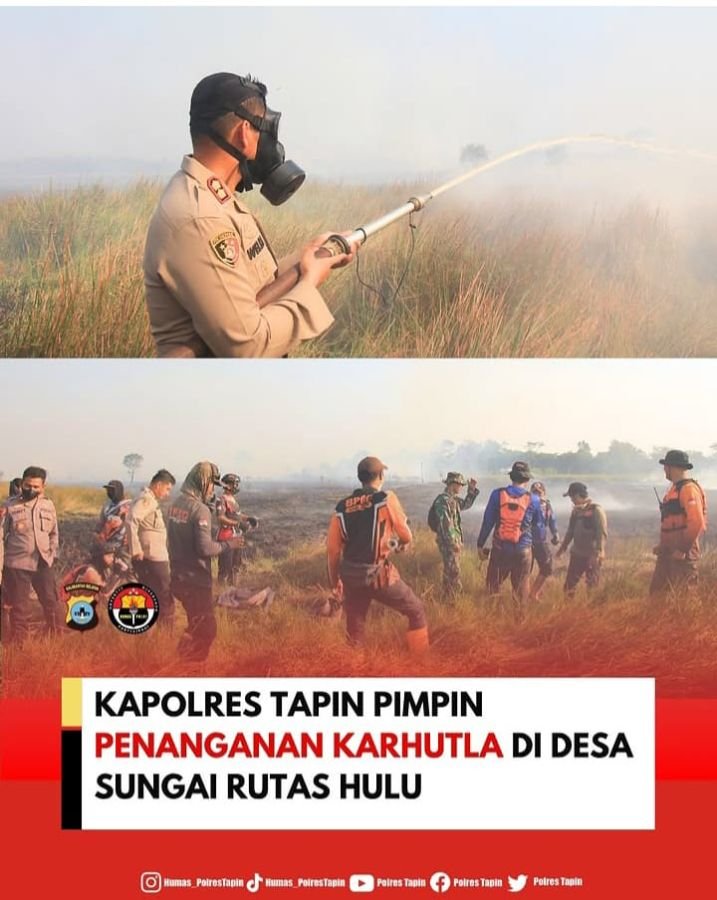 Kapolres Tapin Pimpin Langsung Penanganan Karhutla di Sungai Rutas Hulu
