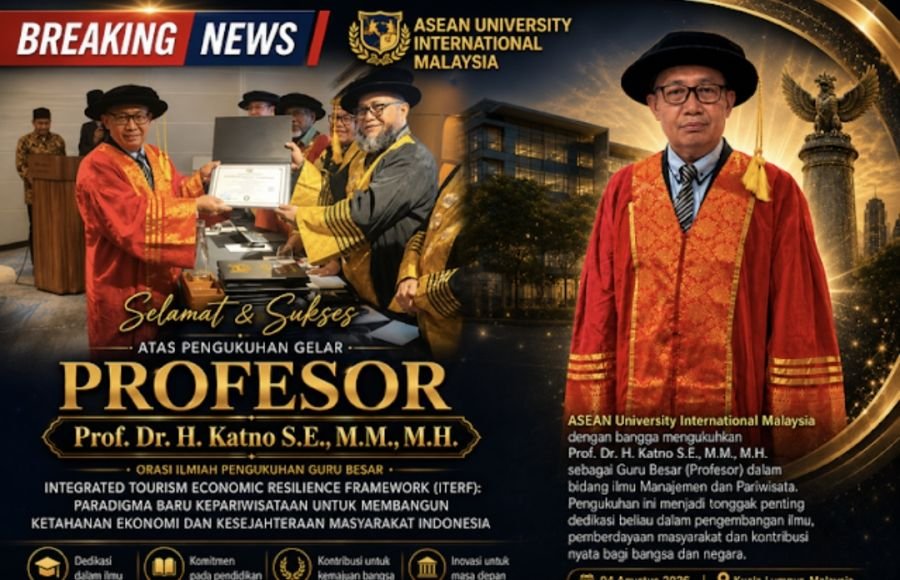 Ketua Umum Senkom Mitra Polri Prof. Dr. H. Katno Hadi Dikukuhkan sebagai Guru Besar ASEAN University