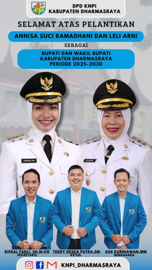 KNPI Dharmasraya Ucapkan Selamat atas Pelantikan Bupati & Wakil Bupati Dharmasraya Periode 2025-2030