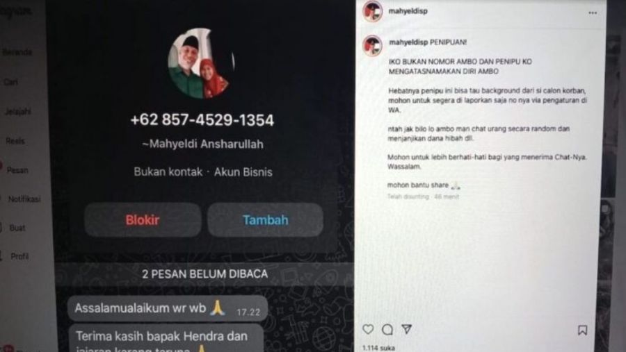 Nama Gubernur Sumbar Kembali Dicatut untuk Upaya Penipuan