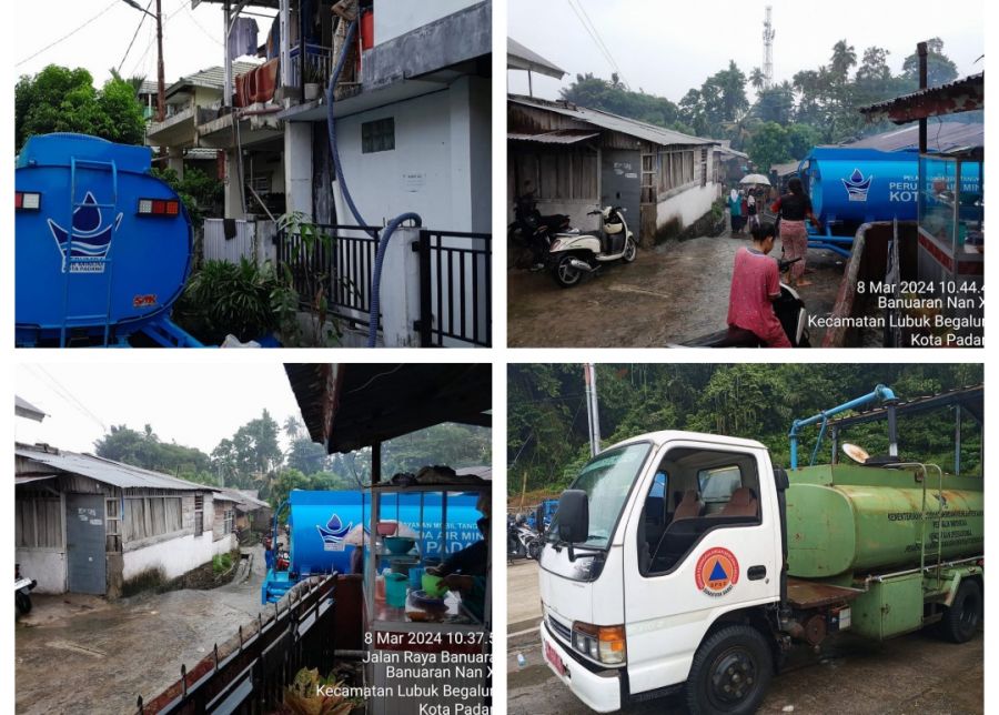 Pasca Banjir, Bantuan Air Tangki Perumda AM Kota Padang Tetap Berjalan