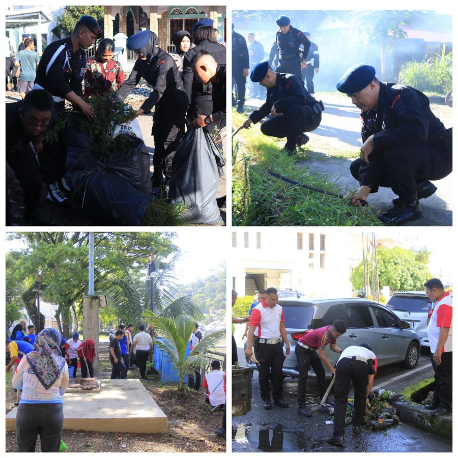 Peduli Lingkungan, Polda Sumbar dan Jajaran Gelar Bersih-bersih Serentak 