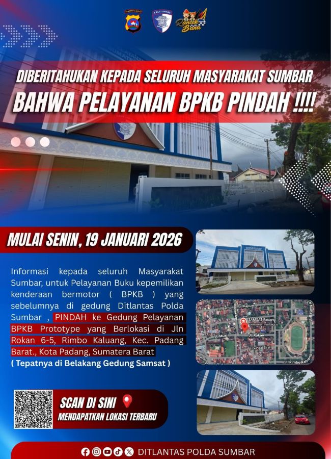 Pelayanan BPKB Polda Sumbar Resmi Pindah ke Gedung Baru di Jalan Rokan, Rimbo Kaluang