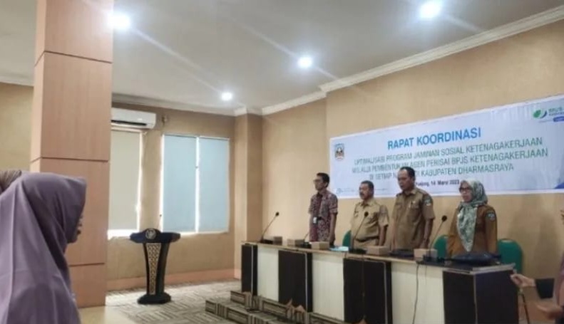 Pemkab Dharmasraya dan BPJS Ketenagakerjaan Gelar Rakor Percepatan Pembentukan Agen Perisai Nagari