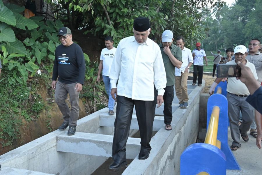 Perbaikan Irigasi Nagari Jawi-Jawi Kab Solok Rampung, Mahyeldi Minta Seluruh Masyarakat Ikut Jaga