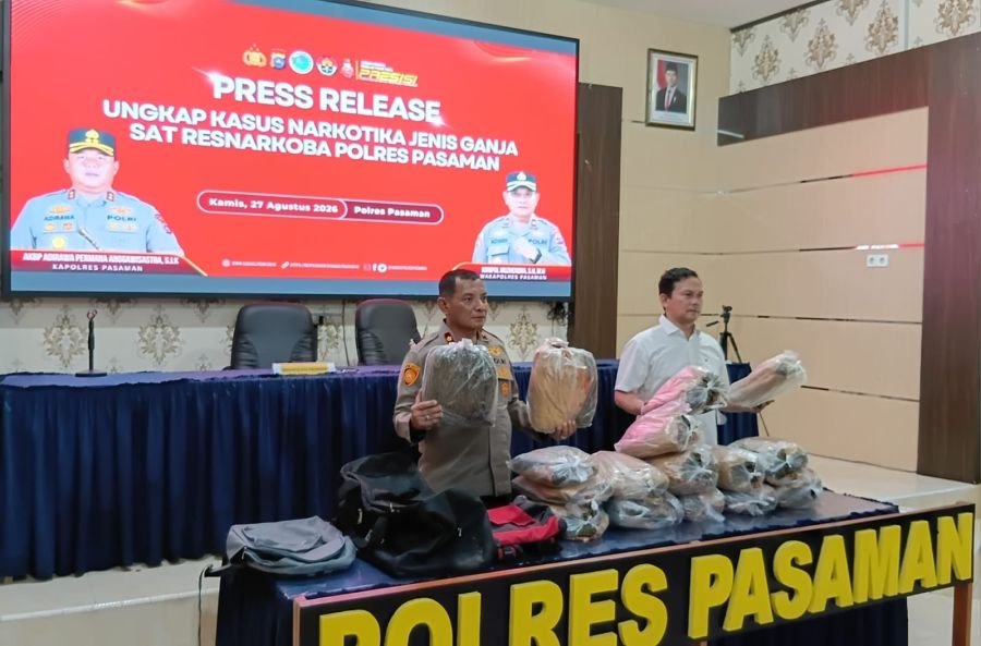 Perss Reales; 16 Paket Besar Ganja Disita, Polres Pasaman Persempit Peredaran Narkoba di Sumatera