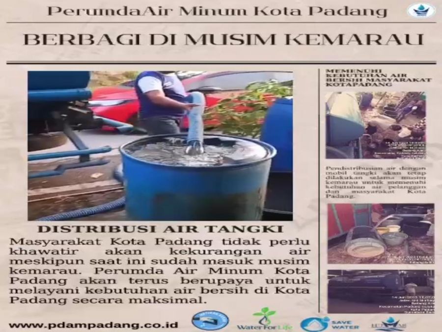Perumda Air Minum Padang Bagikan Air Tangki ke Masyarakat saat Kemarau Tiba