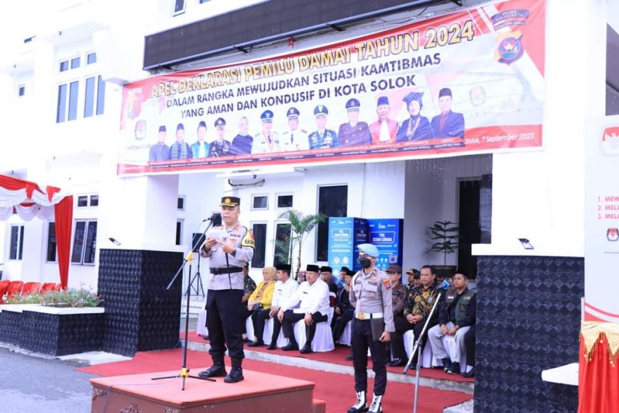 Pimpin Apel Pemilu Damai 2024, Kapolres Solok Kota: Utamakan Dialog dan Jangan Terprovokasi