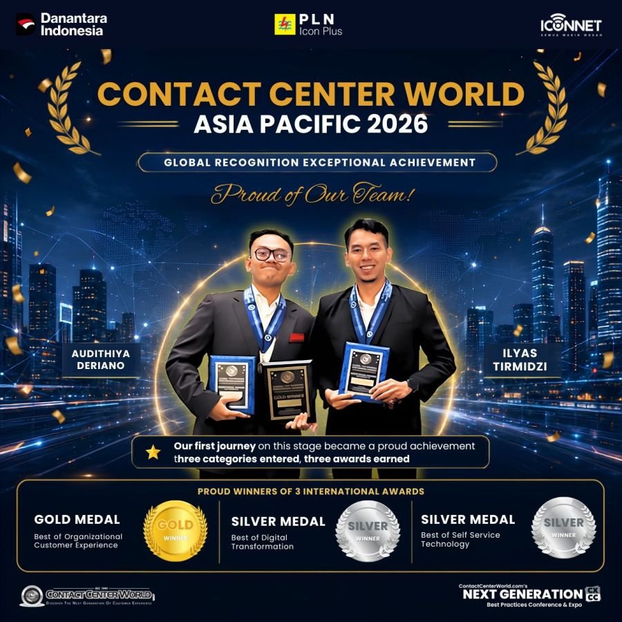 PLN Icon Plus Sabet Tiga Penghargaan Contact Center World