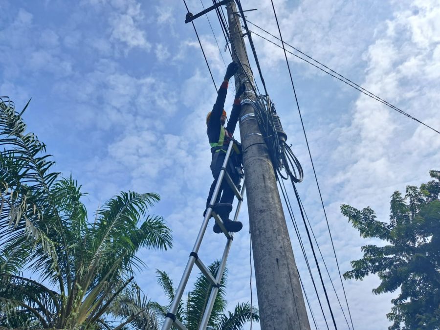 PLN Icon Plus Sumbagteng Lakukan Pemeliharaan Rutin Fiber Optic di Simalinyang Kampar Kiri
