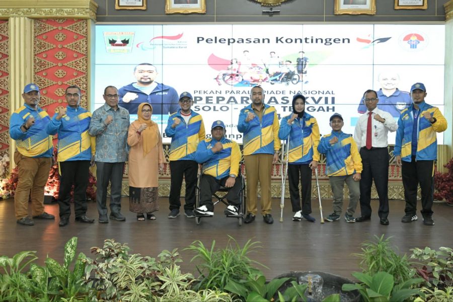 Plt Gubernur Audy Lepas Kontingen NPC Menuju Peparnas XVII Jawa Tengah, Sumbar Targetkan Dua Emas