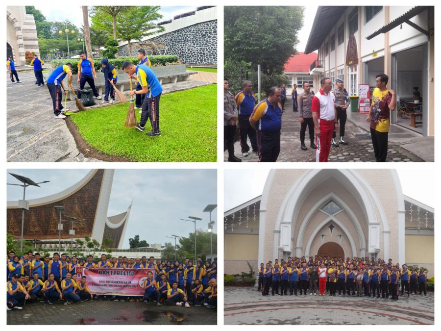 Polda Sumbar Gelar Bakti Religi di Mesjid Raya Sumbar dan Gereja dalam Rangka Hari Bhayangkara ke-78