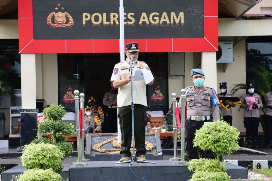 Polres Agam Laksanakan Apel Gelar Pasukan Operasi Lilin Tahun 2021