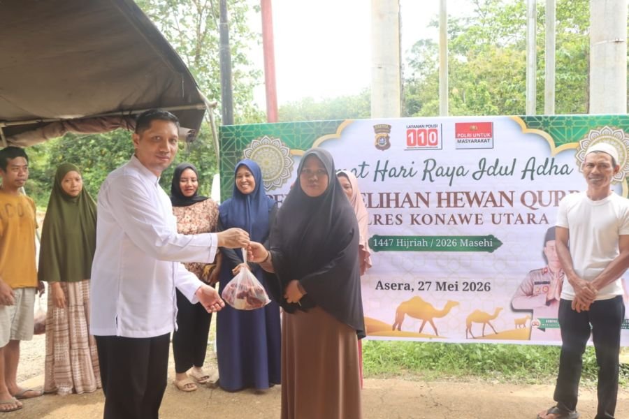 Polres Konawe Utara Sembelih 22 Sapi dan 1 Kambing Kurban