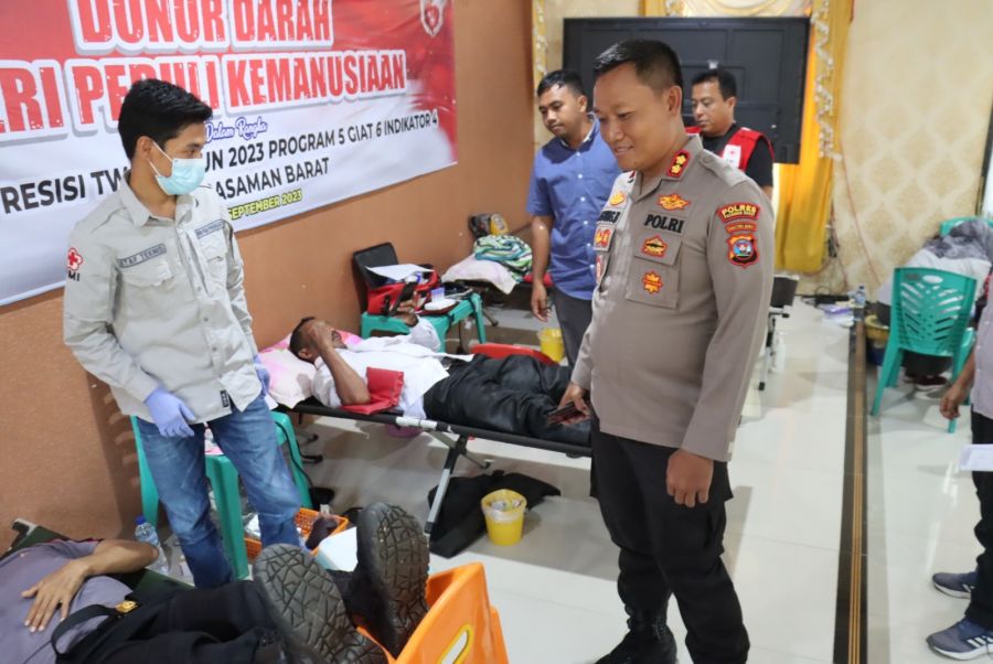 Polri Peduli Kemanusiaan, Polres Pasaman Barat Gelar Donor Darah bersama PMI