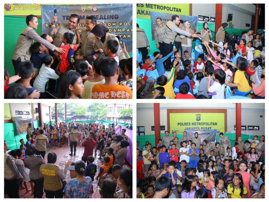 Polri Dirikan Dapur Lapangan dan Gelar Trauma Healing untuk Korban Kebakaran di Kebon Kosong