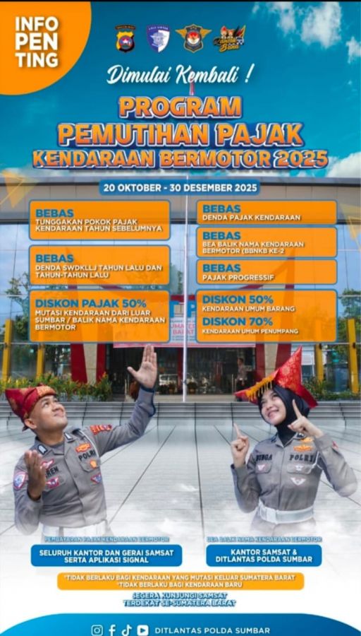 Program Pemutihan Pajak 2025 Resmi Dimulai: Warga Sumbar Bisa Bayar Pajak Lebih Mudah dan Ringan
