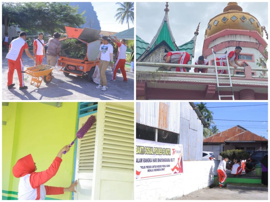 Sambut Hari Bhayangkara ke-77, Polda Sumbar dan Polres Jajaran Revitalisasi Situs Budaya/Agama
