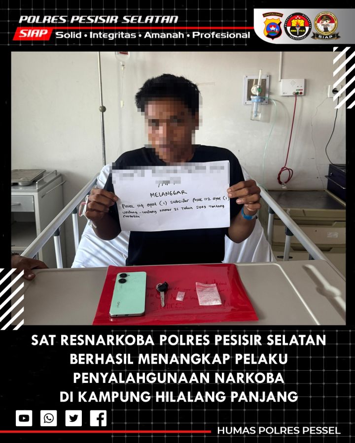 Satresnarkoba Polres Pessel Tangkap Satu Orang Oknum Mahasiswa Diduga Edarkan Sabu di Airpura