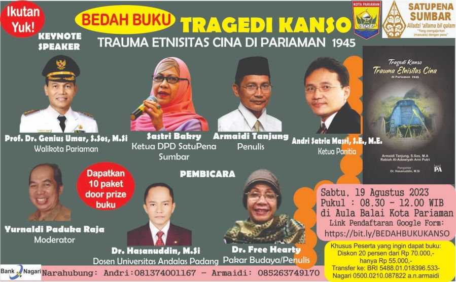 SatuPena Sumbar Gelar Bedah Buku Peristiwa Tragedi Kanso di Kota Pariaman