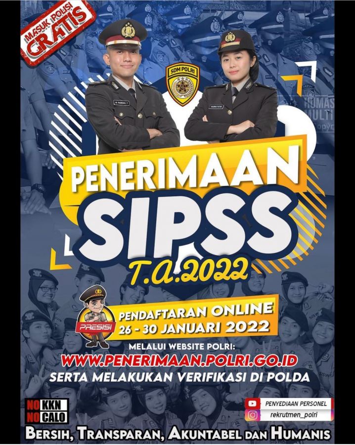 Segera Dibuka, Penerimaan Polri SIPSS TA. 2022