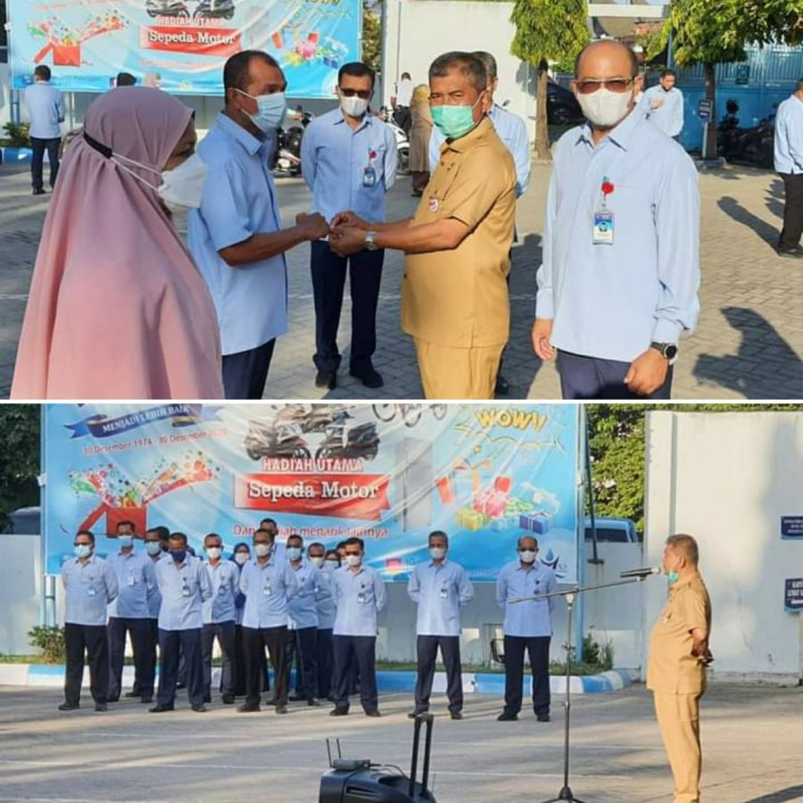 Sekda Amasrul Pimpin Apel Pagi di Perumda Air Minum Kota Padang