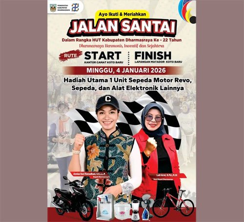 Sepeda Motor Menanti, Ajak Keluarga Jalan Santai HUT Dharmasraya ke-22