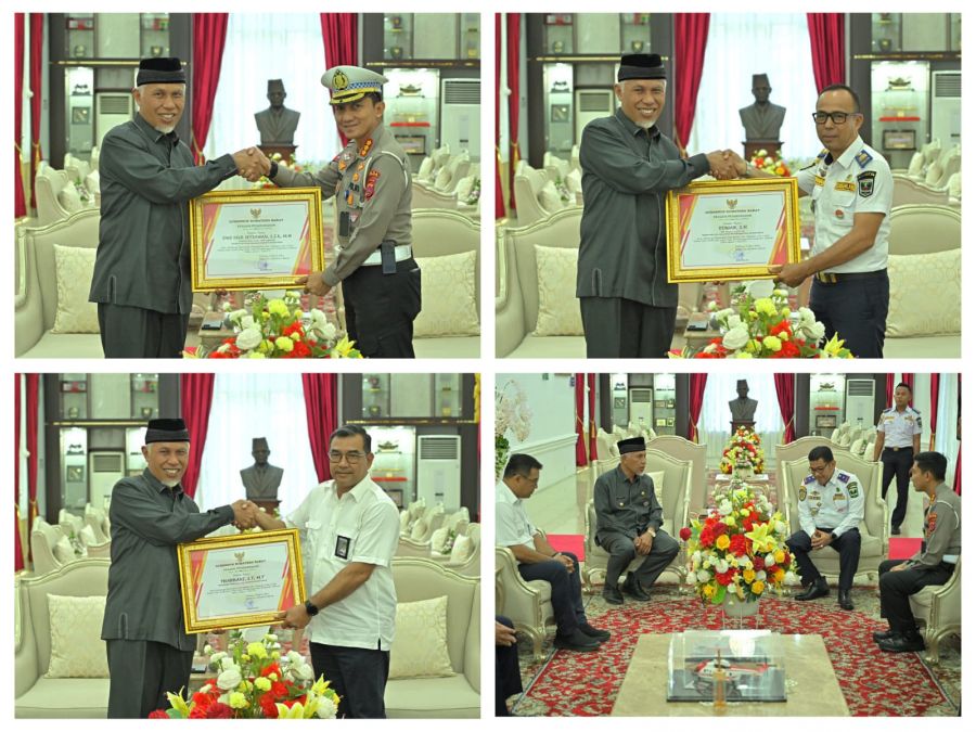 Sistem One Way Lebaran Sukses, Mahyeldi Serahkan Penghargaan untuk Ditlantas Polda dan BPJN Sumbar