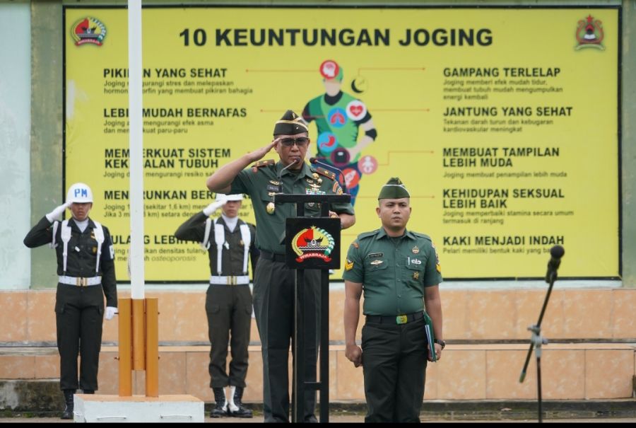 Usai Lebaran Korem 032/Wirabraja laksanakan Upacara Bendera Bulanan 