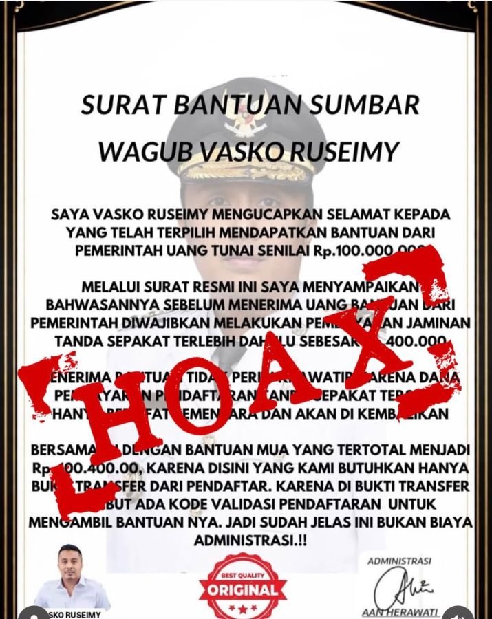 Wagub Vasko Ruseimy Ingatkan Masyarakat Waspada Modus Penipuan Gunakan AI & Catut Identitas Pejabat