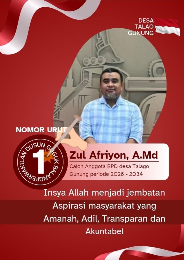 Zul Afriyon Maju sebagai Calon BPD Talago Gunung, Usung Semangat Generasi Muda untuk Bangun Desa