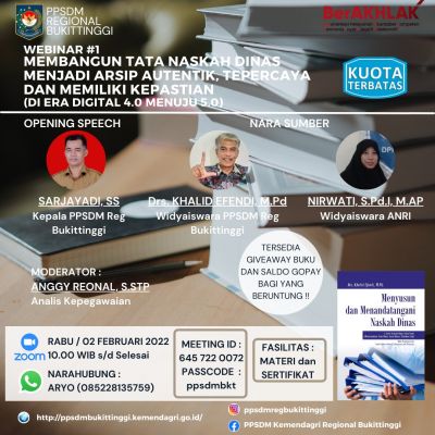PSDM Kemendagri Regional Bukittinggi, Selenggarakan Webinar Seri Pertama tentang Tata Naskah Dinas